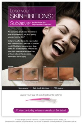 Skinhibitions ad about professional skin rejuvenation treatment